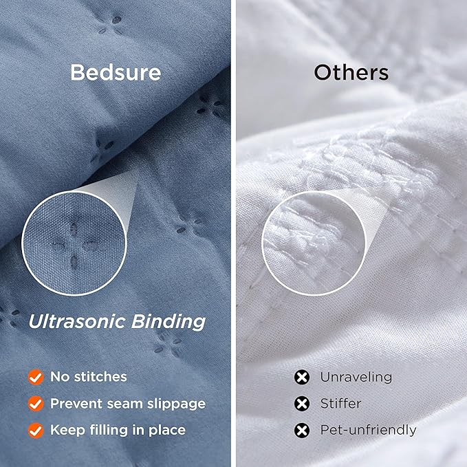 Bedsure Quilts Queen Size - Mineral Blue Bedspread Queen Size & Lightweight Comforter, Modern Coastal Coverlet with Clover Pattern, Ultra Soft All-Season Bedding, 90 x 96 Inches | Stitch-Free Quilting, Ultra Soft, Lightweight, Machine Washable, Pet-Fri...