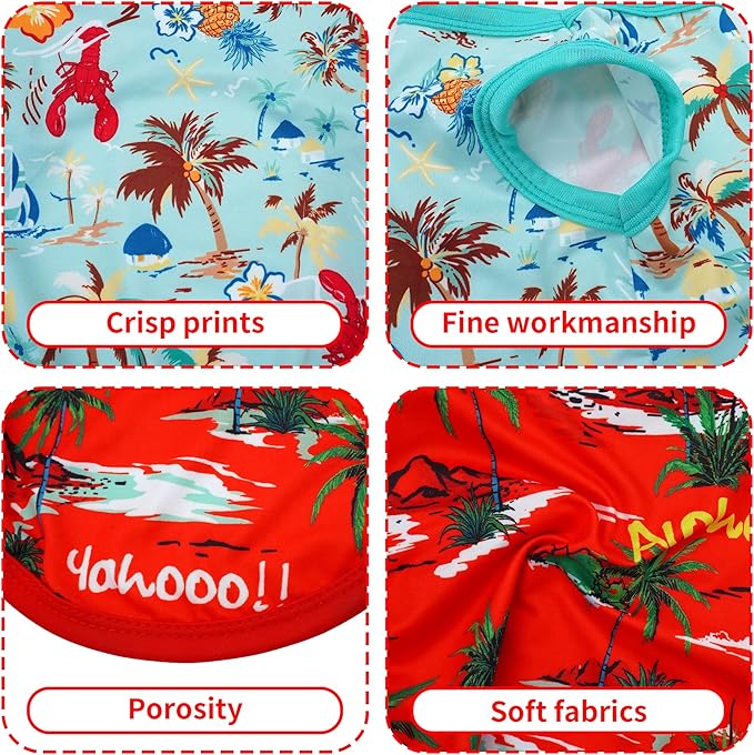 Hawaiian Dog Shirts for XXL Dog Girl Boy Bule Red Sleeveless Tank Top Tee Vest T Shirts Male Female Summer Outfit Pack of 2
