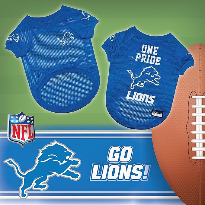 Pets First NFL Detroit Lions Raglan Jersey One Pride - Size X-Small. Cutest Football Jersey for Dogs & Cats