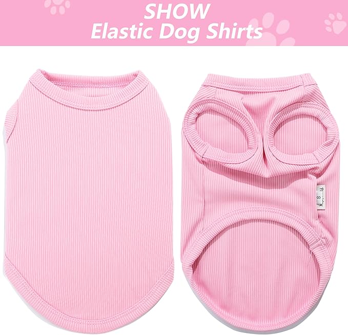2 Pack Dog Clothes for Small Dogs Summer Dog Shirt Vest Girl Boy Lightweight Puppy T-Shirts Blank Soft and Cool Pet Clothing Sleeveless Medium Large Dog Outfit (Pink+D-Pink, Small)