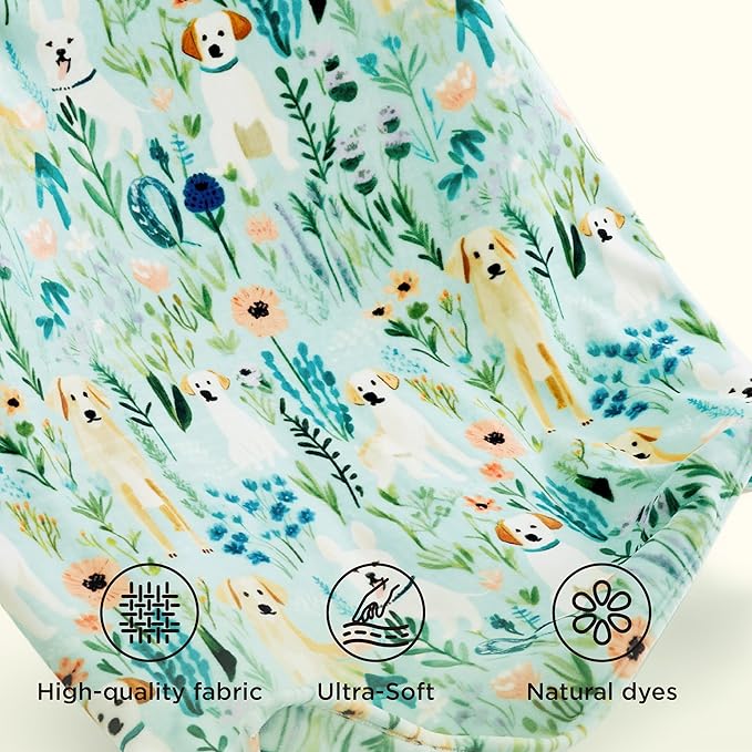 Bedsure Dog Throw Blanket - Vintage Cute Soft Throw for Girls Boys Teens Kids as Gifts, GentleSoft Fleece Cozy Fuzzy Home Decor Animal Pattern Blankets for Couch Bed Camping, Green, 50x60