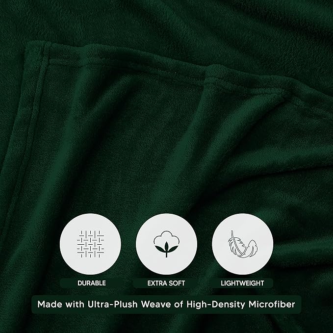 Utopia Bedding Forest Green Fleece Blanket Full Size Lightweight Fuzzy Soft Anti-Static Microfiber Bed Blanket (90x84 Inch)