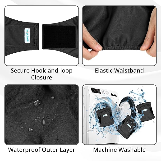 Paw Legend Washable Dog Belly Band Wrap Diapers for Male Dog | High Absorbing Puppy & Doggy Diapers Male (3 Pack,Black,Black,Black,Large)