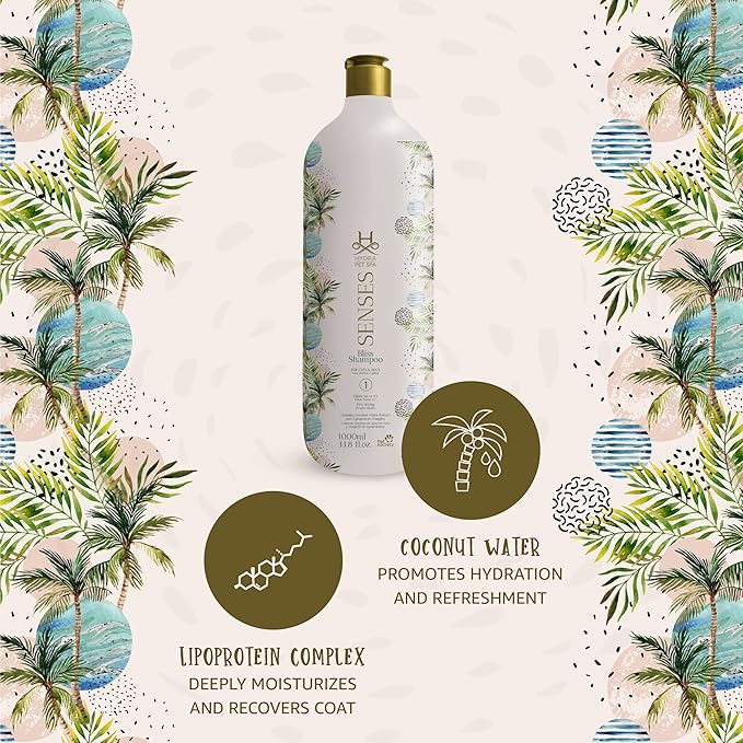 Hydra Senses Bliss Shampoo for Dogs and Cats, Coconut Water Pet Shampoo, Pet Moisturizing Shampoo for All Breeds, Repairs Coat Damage