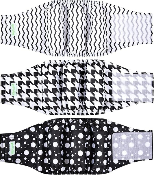 wegreeco Washable Male Dog Belly Band (Stylish Pattern)- Pack of 3 - Washable Male Dog Belly Wrap, Dog Diapers Male (Houndstooth, XX-Large)
