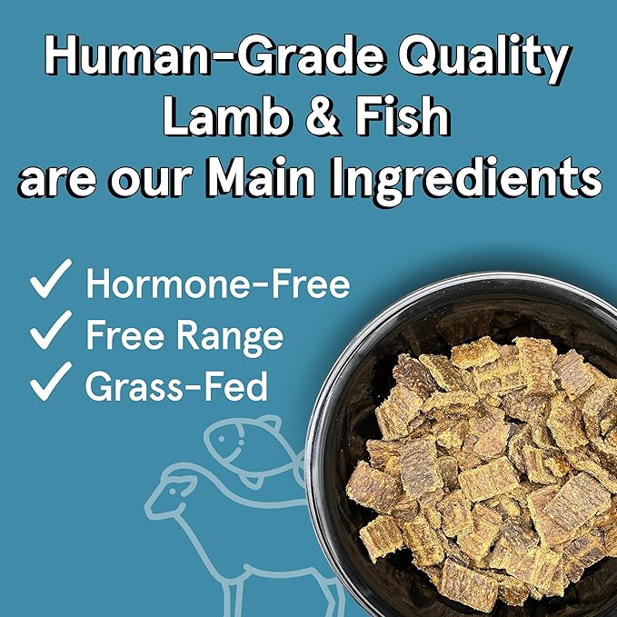 Real Meat Air Dried Dog Food w/ Real Lamb & Fish - Four 2lb Bag of Grain-Free Real Meat Dog Food Sourced from Free-Range Lamb & Ocean-Caught Fish - Digestible, All-Natural, & High-Protein Lamb & Fish