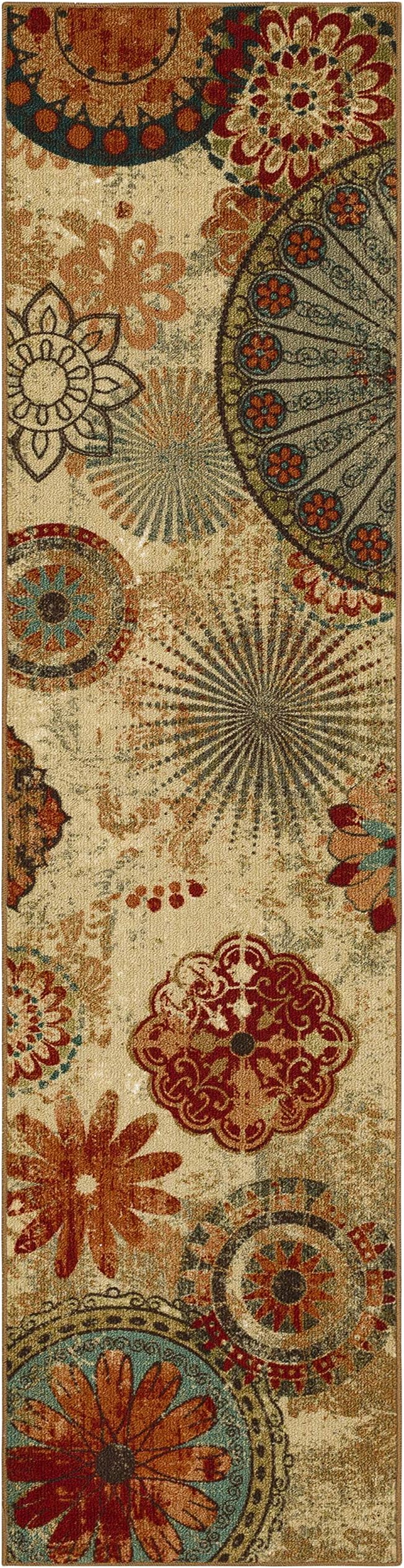 Mohawk Home Alexa Ornamental Floral Medallion 2' x 8' Area Rug - Perfect for Living Room, Dining Room, Office