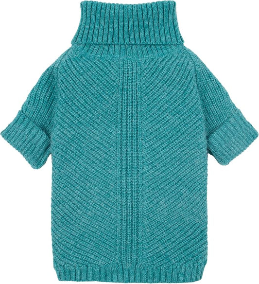 Fitwarm Knitted Dog Sweater - Thermal Winter Clothes for Small Dogs, Boy & Girl - Teal Blue, Small