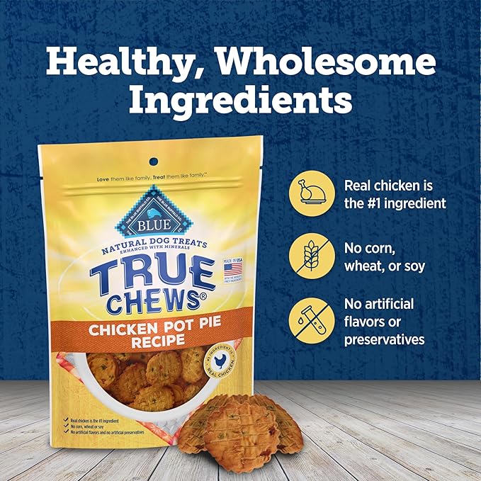 Blue Buffalo True Chews Dog Treats Made in the USA with Natural Ingredients Chicken Pot Pie (Pack of 6)