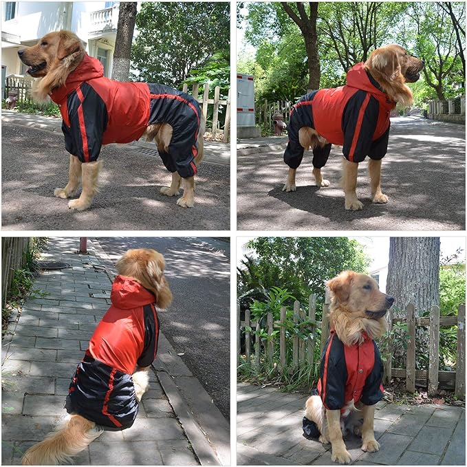 Lovelonglong Pet Rain Coat - Waterproof Nylon Raincoat With Adorable Hoodie for Small Dog Breeds, Male or Female (XS, Red)