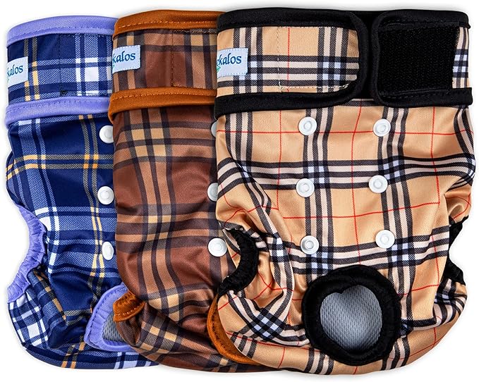 Leekalos Reusable Washable Dog Diapers Female (3 Pack) - Highly Absorbent Doggie Diapers - Size Adjustable Puppy Diapers for Dog Period Panties (Medium)