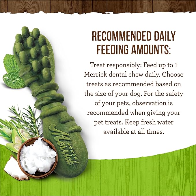 Merrick Fresh Kisses Natural Dental Chews Infused With Coconut And Botanical Oils For Large Dogs Over 50 Lbs - 16 ct. Box