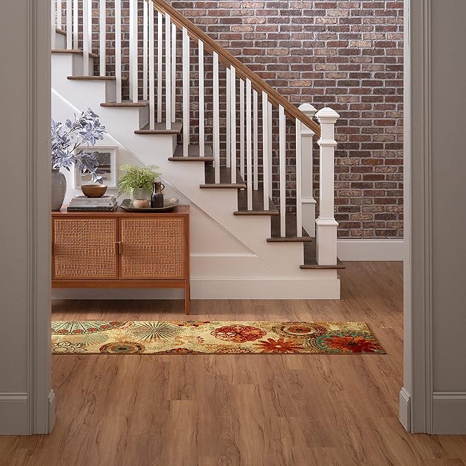 Mohawk Home Alexa Ornamental Floral Medallion 2' x 8' Area Rug - Perfect for Living Room, Dining Room, Office