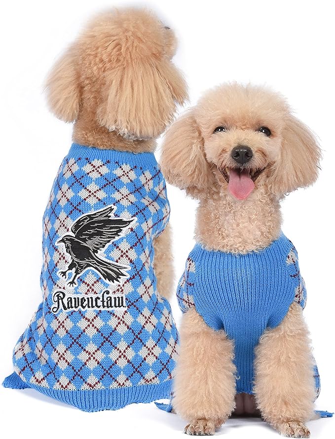 Harry Potter Ravenclaw Dog Sweater - Pet Outerwear for Dogs - Officially Licensed Dog Apparel & Accessories for Hogwarts Houses, Size Large