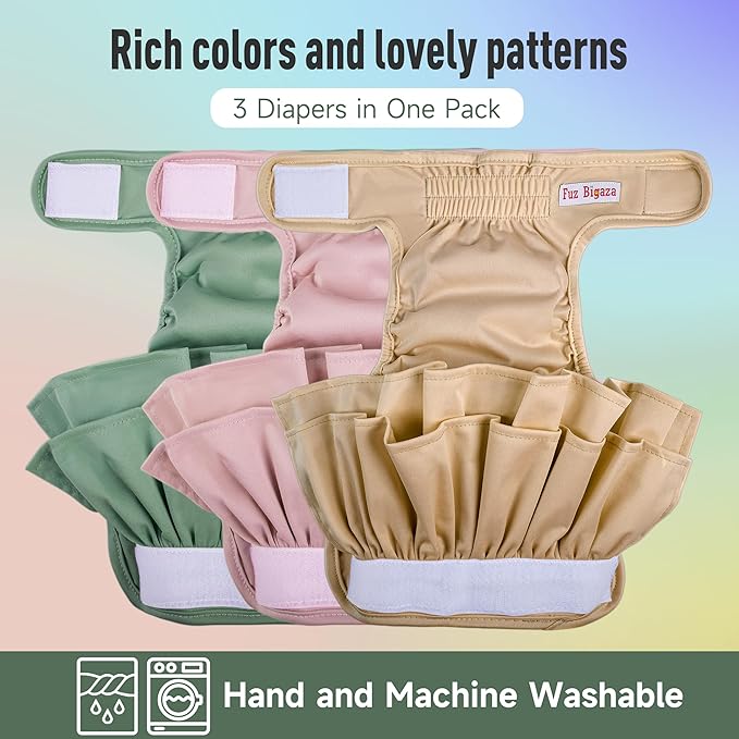 Female Dogs Diapers Belly Bands(3Pack), Washable Reusable Female Skirt Doggy Wraps Panties for Doggie Puppy Pooping Potty Training Incontinence Marking Pañal para Perro Large