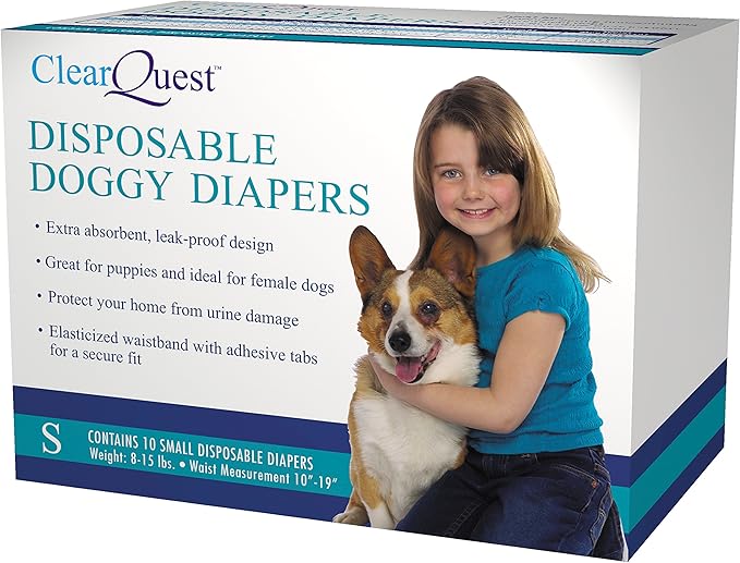 ClearQuest Disposable Doggy Diapers, Super Absorbent Leak-Proof Pet Diapers