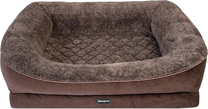 Beautyrest Ultra Plush Cuddler Dog Bed (Large, Brown)