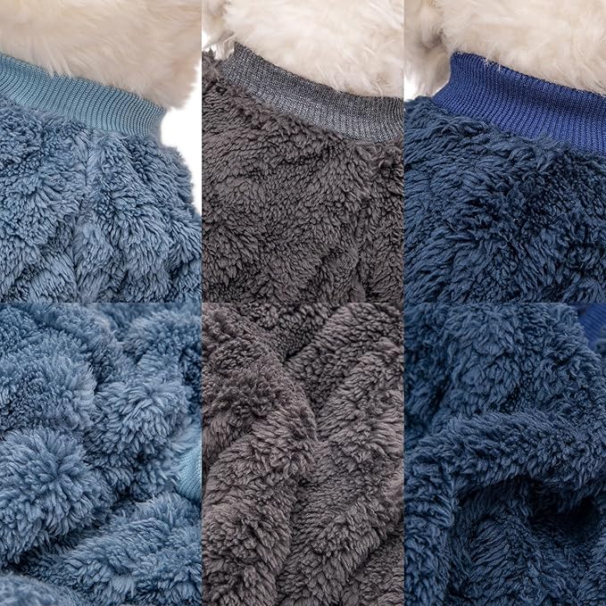 Dog Sweater, 3 Pack Dog Sweaters for Small Dogs or Cats, Girl or Boy, Warm Dog Clothes Shirt Coat for Winter Christmas (Blue, Dark Blue, Grey, XX-Large)