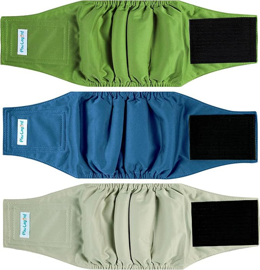 Paw Legend Washable Dog Belly Band Wrap Diapers for Male Dog | High Absorbing Puppy & Doggy Diapers Male (3 Pack,Army,Grey,Navy,XS)