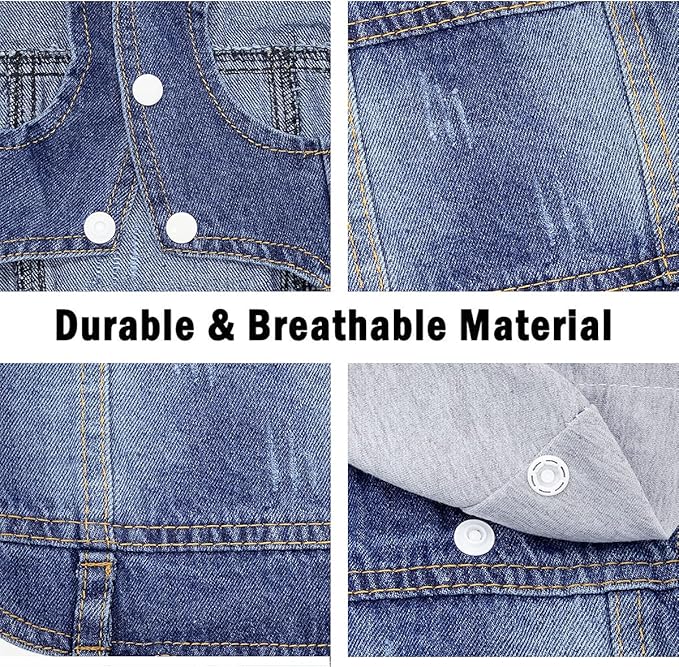 Pet Clothes Dog Jeans Jacket Cool Blue Denim Hoodie Coat, Puppy Clothing Shirt Costume, Doggy Vintage Washable Lapel Vest, Dog Classic T-Shirt Apparel for Small Medium Dogs Cats (Blue, Medium)