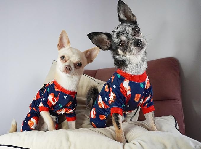 Fitwarm Gnome Dog Christmas Pajamas, Dog Winter Clothes for Small Dogs Girl, Lightweight Velvet Pet Jumpsuit, Cat Outfit, Black, Red, XL