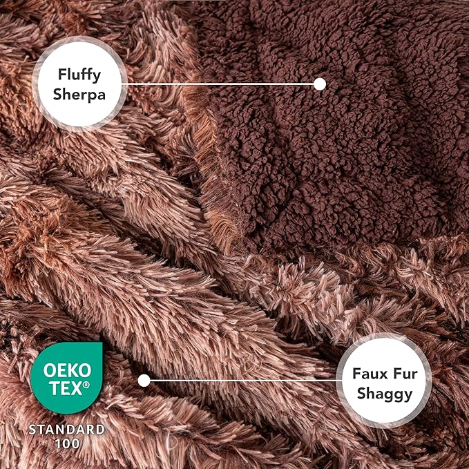 PetAmi Waterproof Dog Blanket for Large Dog, Calming Pet Blanket Bed Couch Cover Protector, Washable Sherpa Faux Fur Throw for Sofa Furniture Protection, Soft Fluffy 60x80 Tie-Dye Brown