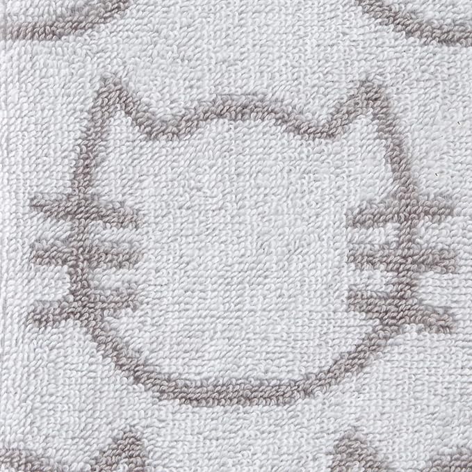SKL Home Cat Hand Towel 2pc Set for Bath/Kitchen/Bar & Gift, White/Gray