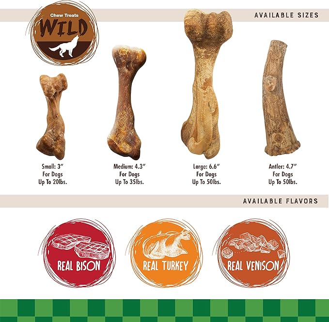 Nylabone Healthy Edibles Wild Natural Dog Chew Treats, Bison Flavor, Small Dogs Up to 20 lbs - Made in USA (16 Count) (Pack of 2)
