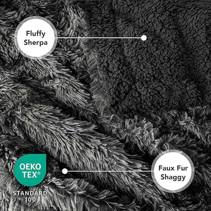 PetAmi Waterproof Dog Blanket for Large Dog, Calming Pet Blanket Bed Couch Cover Protector, Washable Sherpa Faux Fur Throw for Sofa Furniture Protection, Soft Fluffy 60x80 Tie-Dye Black