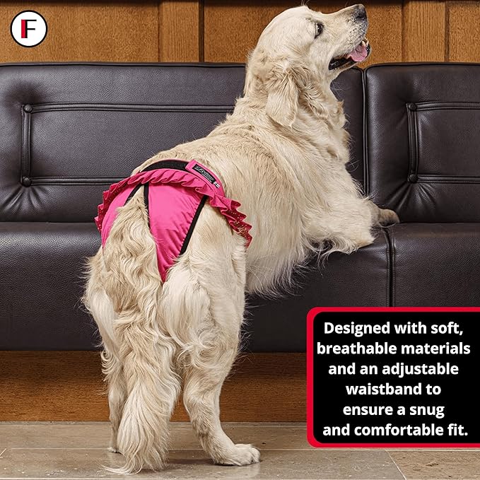 FINNERO Ballerina Dog Diaper – Washable, Reusable, Leak-Proof – Heat, Period & Urine Incontinence Protection – Comfortable, and Stylish Design – Adjustable Fit for Female Dogs – XXS, Checkered