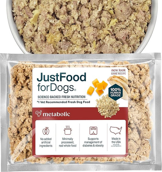 Just Food For Dogs Vet RX Frozen Fresh Prescription Dog Food, Human Grade, Vet Recommended Fresh Pet Meal or Toppers, Limited Ingredient, Prescription Diet, Metabolic Support 18 oz - 7 Pack