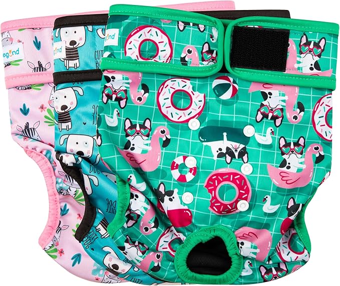 Paw Legend Washable Reusable Female Dog Period Diapers for Heat Doggie Puppy Diapers for Female Dogs (3 Pack, Small)
