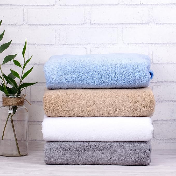 JML Luxury Hotel & SPA Bath Towels (2 Pack, 30"x60") - 350GSM High Density Fleece Towel Sets - Super Soft and Absorbent, Lint Free, Fade Resistant Oversized Bath Towel, Coral Fleece Blue