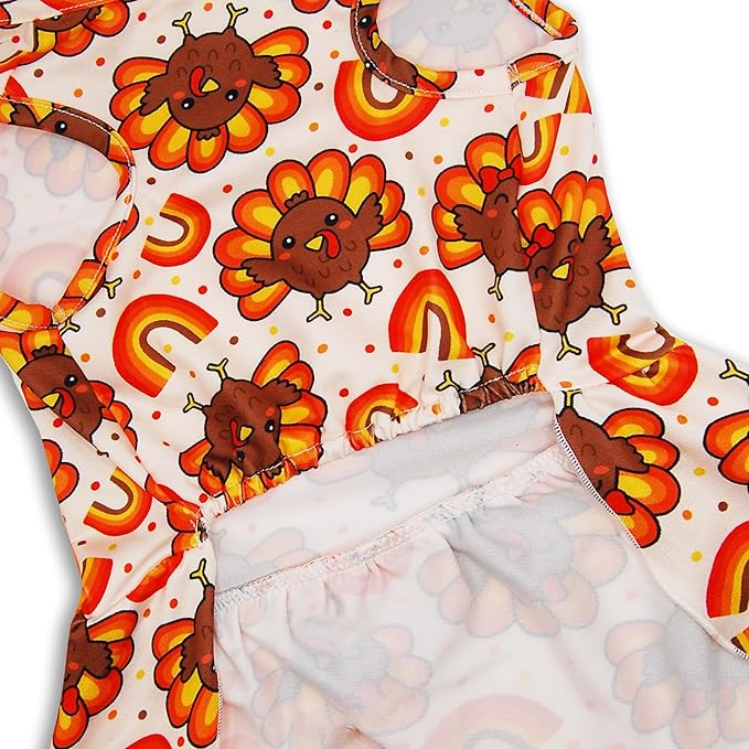 Thanksgiving Turkey Dog Dress, Cute Fall Holiday Pet Outfit for Small and Medium Dogs Autumn Harvest Costume for Puppy Girls and Boys