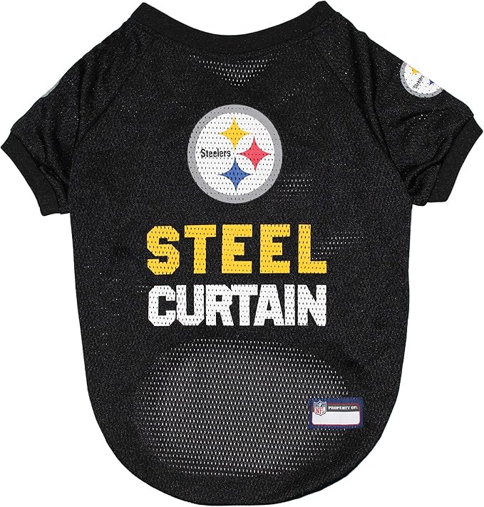 NFL Pittsburgh Steelers Raglan Jersey Steel Curtain - X-Large. Cutest Football Jersey for Dogs & Cats