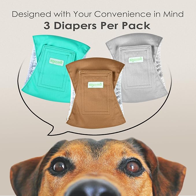 wegreeco Washable Male Dog Belly Band (Stylish Pattern)- Pack of 3 - Male Dog Belly Wrap, Dog Diapers Male (Blue Gray Coffee, Large)