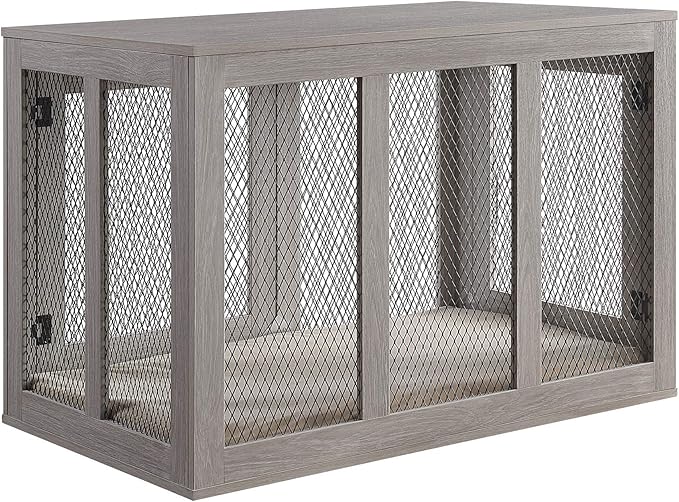 PENN-PLAX Modern and Sophisticated Dog Crate – Pet Furniture Designed as an End Table or Night Stand – Great for Small to Medium Sized Pups – Beautiful Driftwood Color