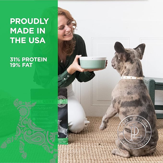 PURELUXE Grain and Gluten Free Dog Food, Healthy Activity Elite Nutrition, Turkey and Split Peas, for Indoor Puppies, High Activity, and Show Dogs During All Life Stages, Made in The USA, 22lbs