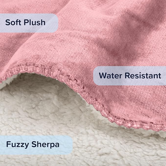 PETMAKER Dog Blanket - 60x70in Reversible Sherpa Blanket - Throw Blankets for Bed, Couch, Crate, or Car - Machine Washable Puppy Essentials (Pink)