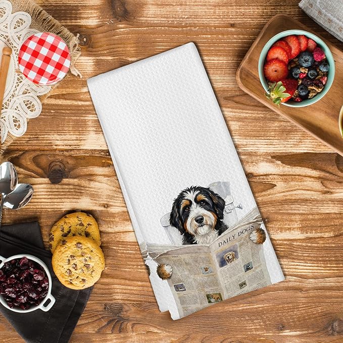 Funny Bernedoodle Gifts Bathroom Hand Towel, Bernedoodle Dog in Toilet Hand Towel for Bathroom Kitchen Washroom Decor, Bernedoodles Dog Lover Gifts Dish Tea Towels, 16x24 Inch