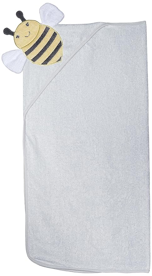Hudson Baby Unisex Baby Cotton Animal Face Hooded Towel, Bee, One Size