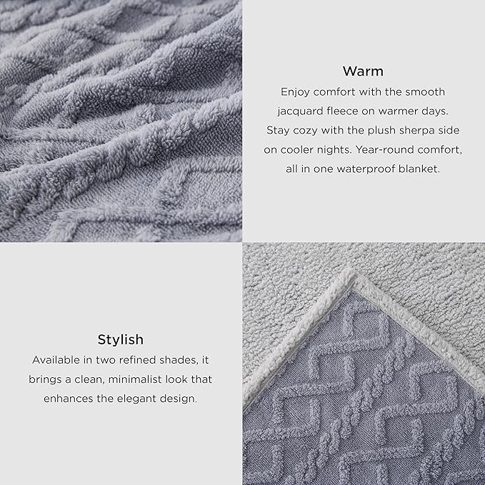 Bedsure Waterproof Dog Blankets for Large Dogs - Pet Blanket for Couch Protector Washable, Jacquard Coral Fleece Cat Throw Blanket, Soft Plush Reversible Furniture Protection, 40"x50", Pale Oak