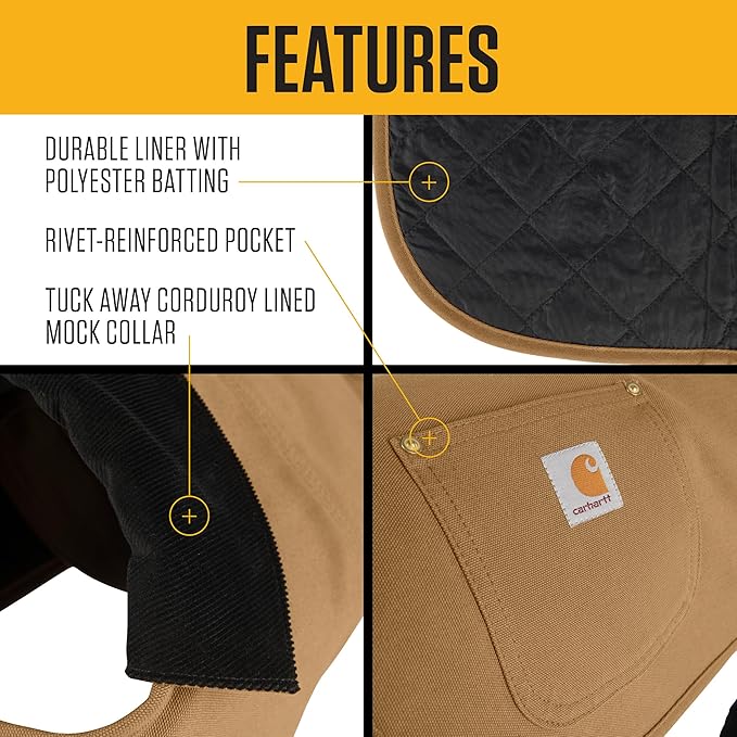 Carhartt Firm Duck Insulated Dog Chore Coat, Durable Weather Resistant Jacket for Cold and Windy Conditions, Hunter Orange, Small