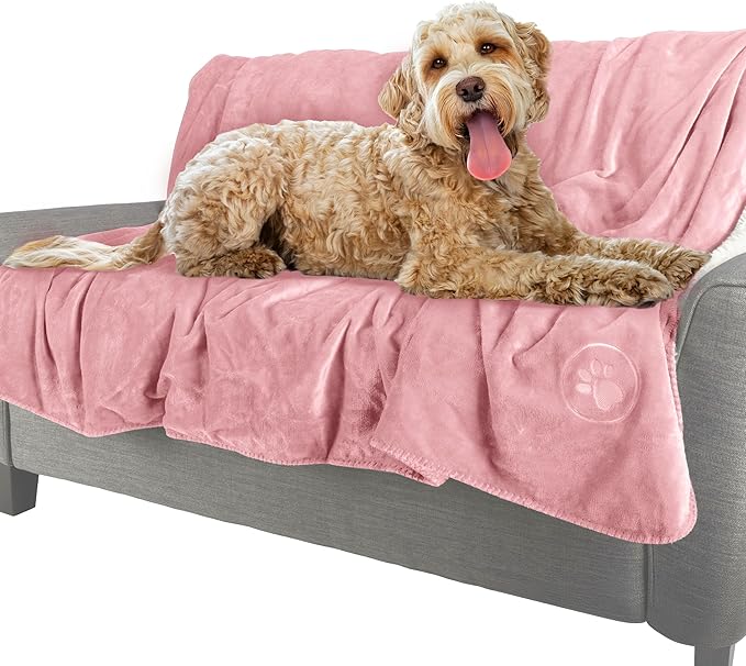 PETMAKER Dog Blanket - 60x70in Reversible Sherpa Blanket - Throw Blankets for Bed, Couch, Crate, or Car - Machine Washable Puppy Essentials (Pink)