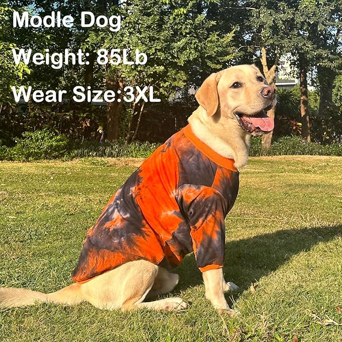 Dog Cotton Black Orange T-Shirts Soft and Stretchy Dog Shirt Pajamas Pets Clothes for Medium Dogs(Medium Black)