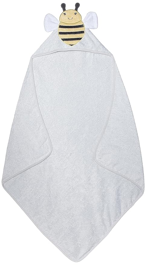 Hudson Baby Unisex Baby Cotton Animal Face Hooded Towel, Bee, One Size