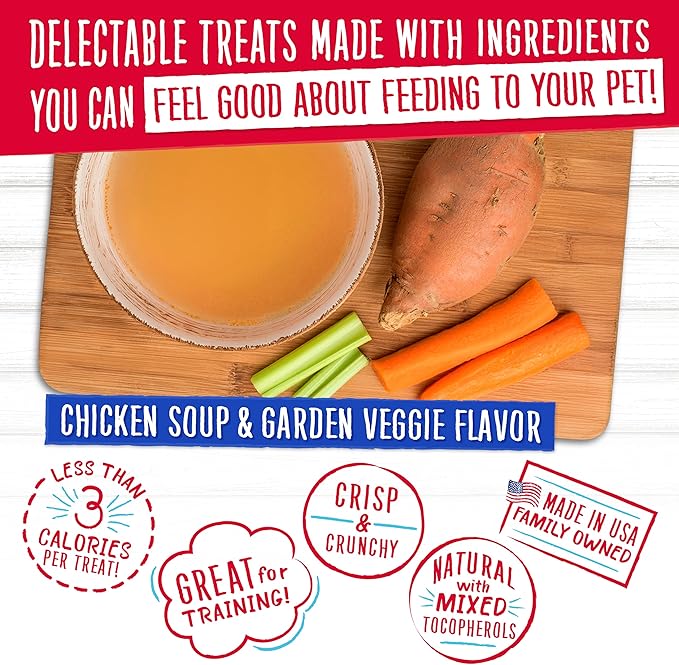 Charlee Bear Dog Training Treats for Small, Medium, or Large Pups, Crunchy Low Cal Dog Snack for Puppy Training, Made in USA (Chicken Soup & Garden Veggie) 16oz, 2 Pack