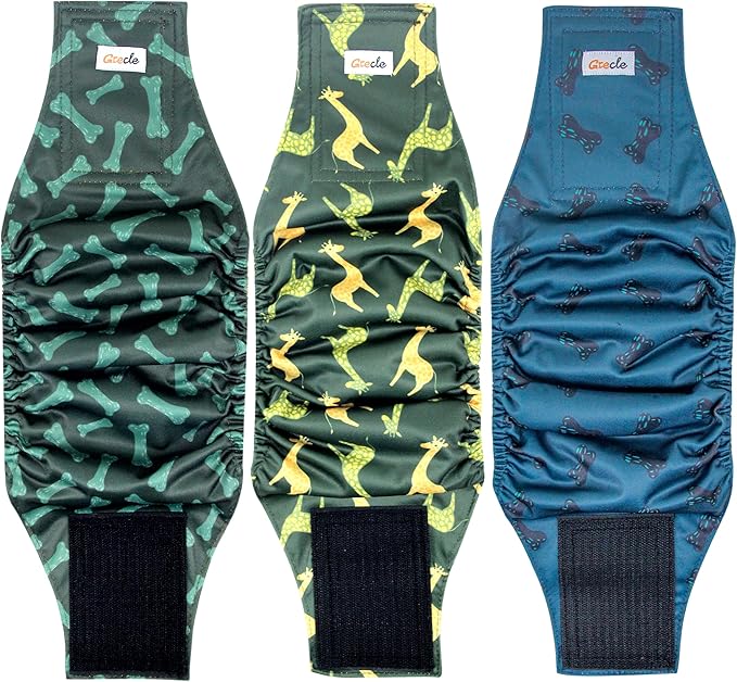 Reusable Dog Diapers Male 3Pcs, Premium Washable Belly Band for Male Dogs XLarge, High Absorbing Male Dog Wraps for Doggie in Incontinence, Excitable Urination and Training (Giraffe, XL)