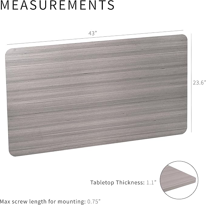 VIVO Dark Gray 43 x 24 inch Universal Solid One-Piece Table Top for Standard and Sit to Stand Height Adjustable Home and Office Desk Frames, DESK-TOP43G