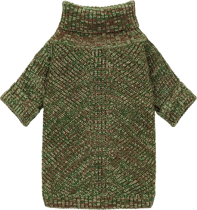 Fitwarm Knitted Turtleneck Dog Sweater, Thermal Dog Winter Clothes for Small Dogs Boy Girl, Holiday Pet Outfit, Heather Green, Large